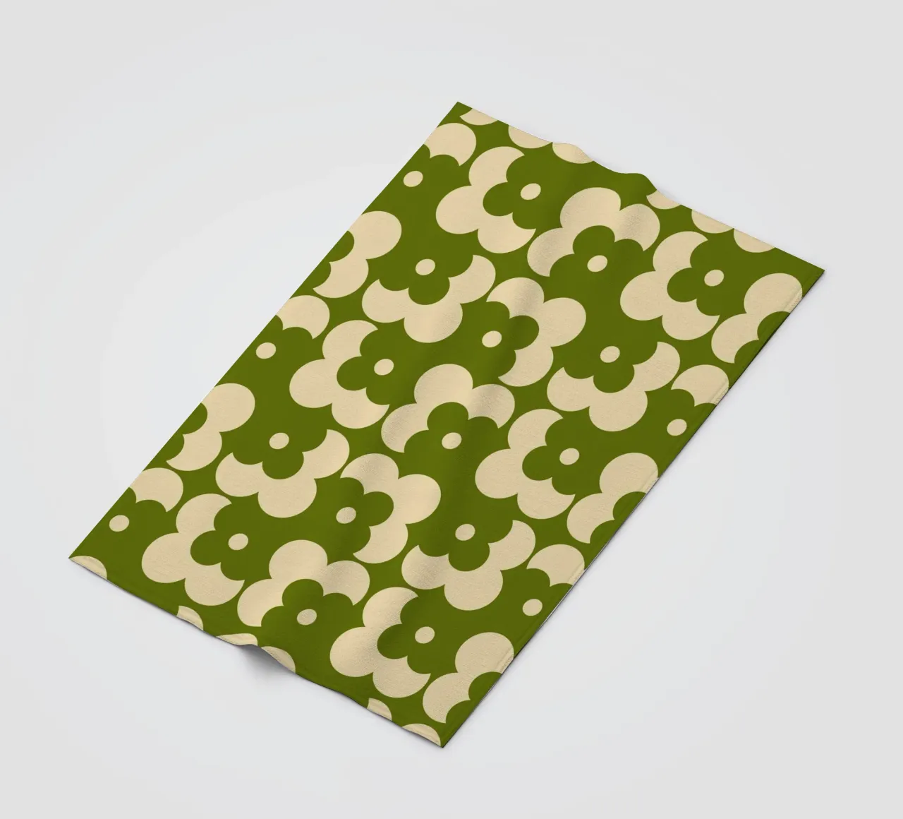 Green fall retro 60s floral pattern coperta in pile da TijanaArtStudio88