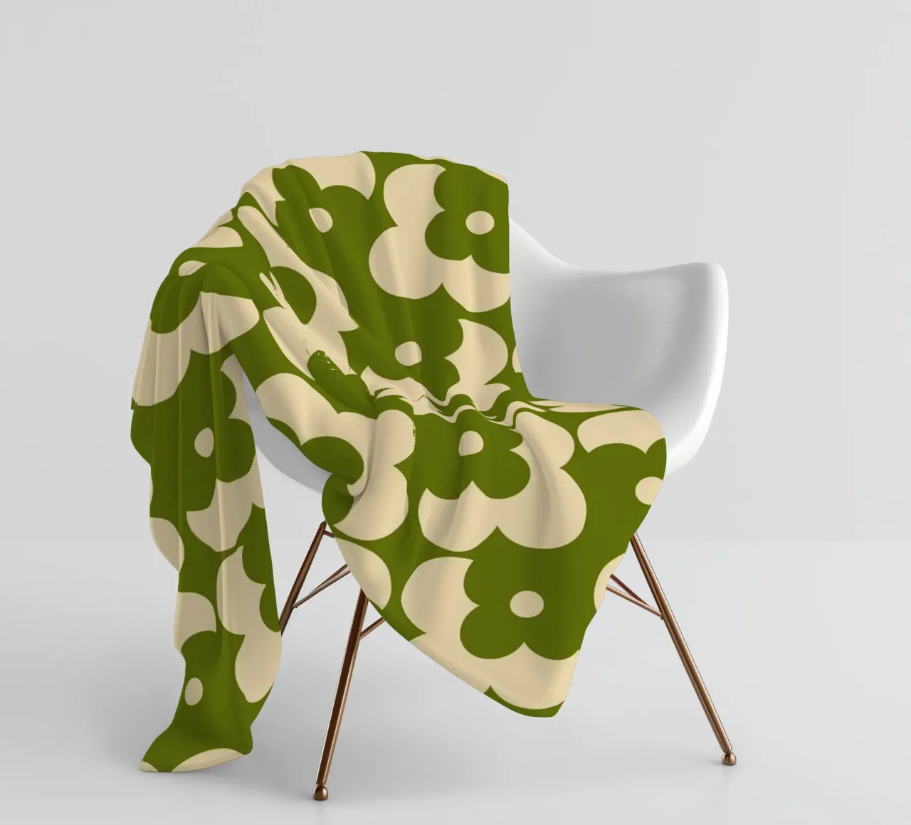 Green fall retro 60s floral pattern coperta in pile da TijanaArtStudio88
