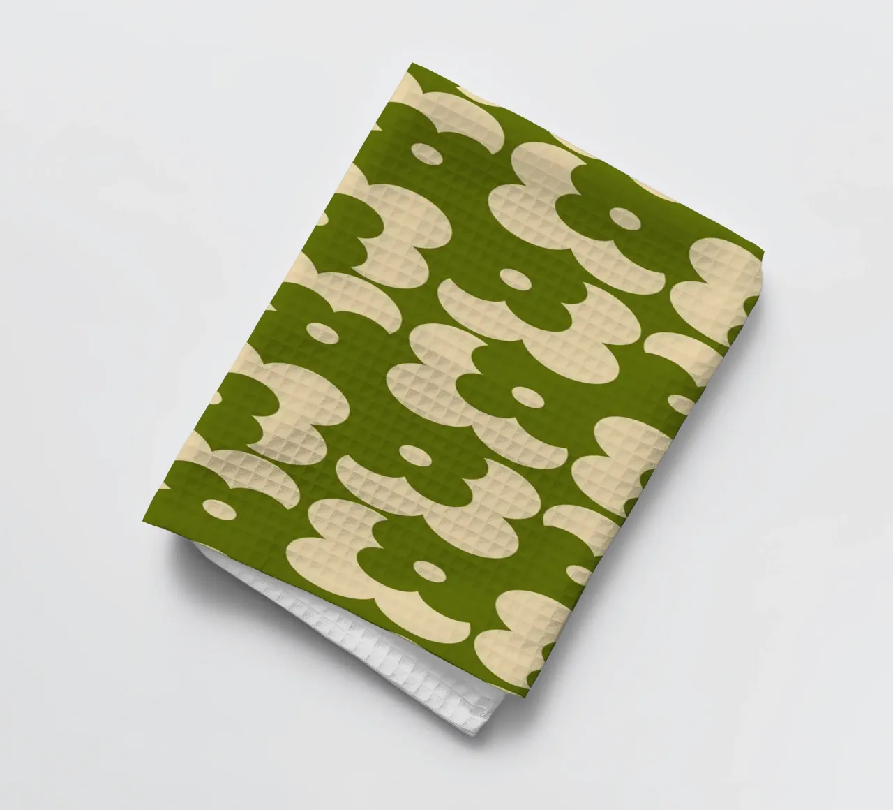 Green fall retro 60s floral pattern canovaccio da cucina da TijanaArtStudio88