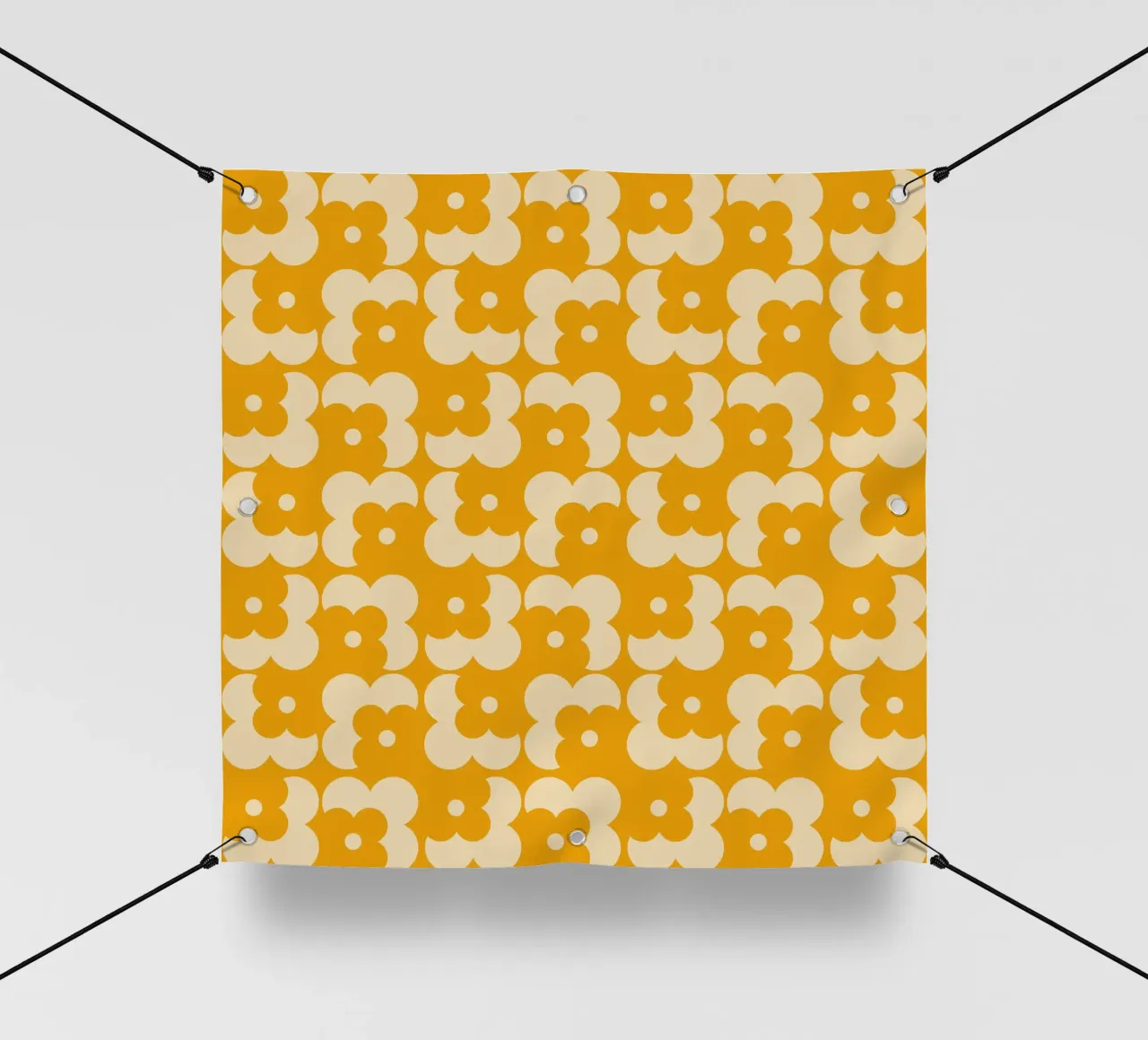 Yellow fall retro 60s floral pattern telo in pvc da TijanaArtStudio88
