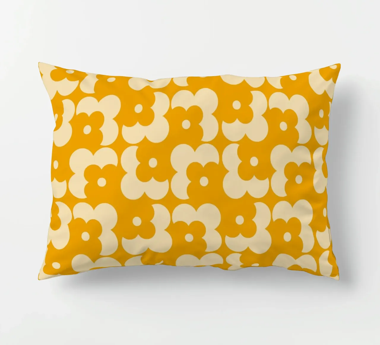 Yellow fall retro 60s floral pattern cuscino da TijanaArtStudio88