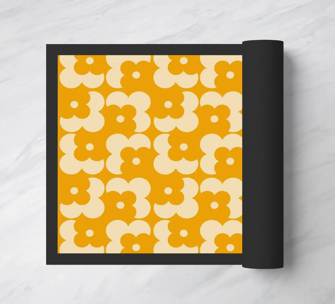 Yellow fall retro 60s floral pattern zerbino da TijanaArtStudio88