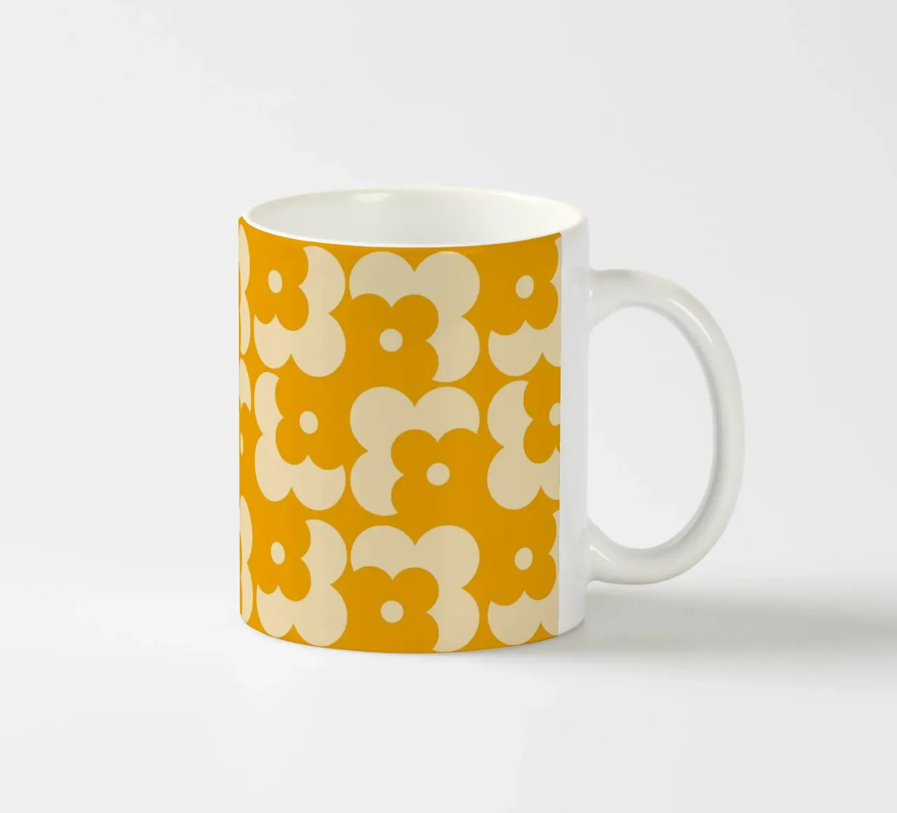 Yellow fall retro 60s floral pattern tazza in ceramica da TijanaArtStudio88