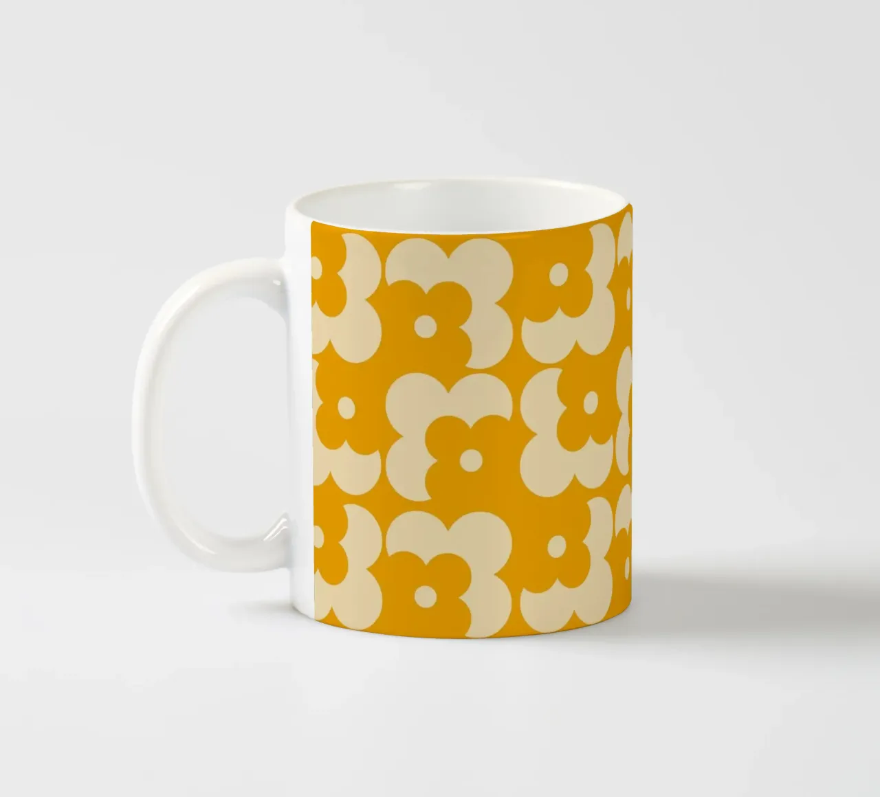 Yellow fall retro 60s floral pattern tazza in ceramica da TijanaArtStudio88