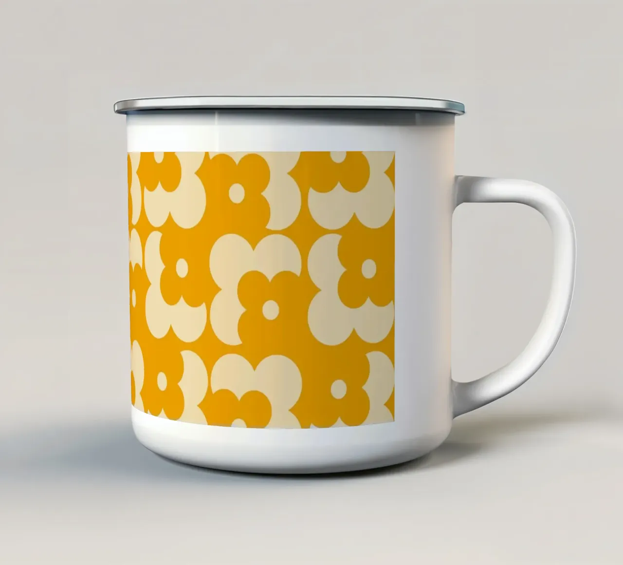 Yellow fall retro 60s floral pattern tazza in smalto da TijanaArtStudio88
