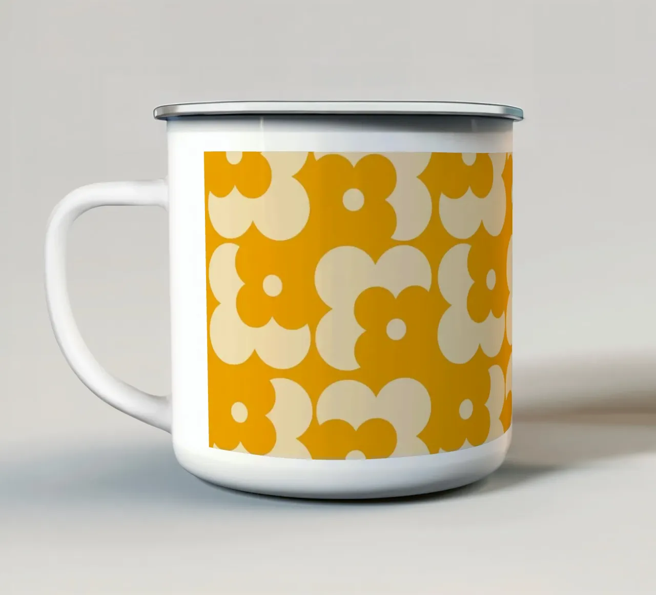 Yellow fall retro 60s floral pattern tazza in smalto da TijanaArtStudio88