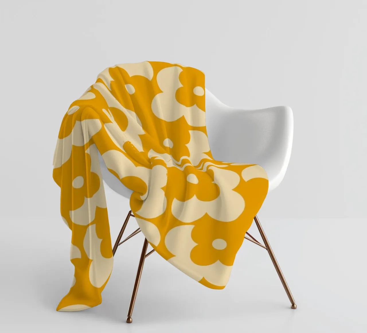 Yellow fall retro 60s floral pattern coperta in pile da TijanaArtStudio88