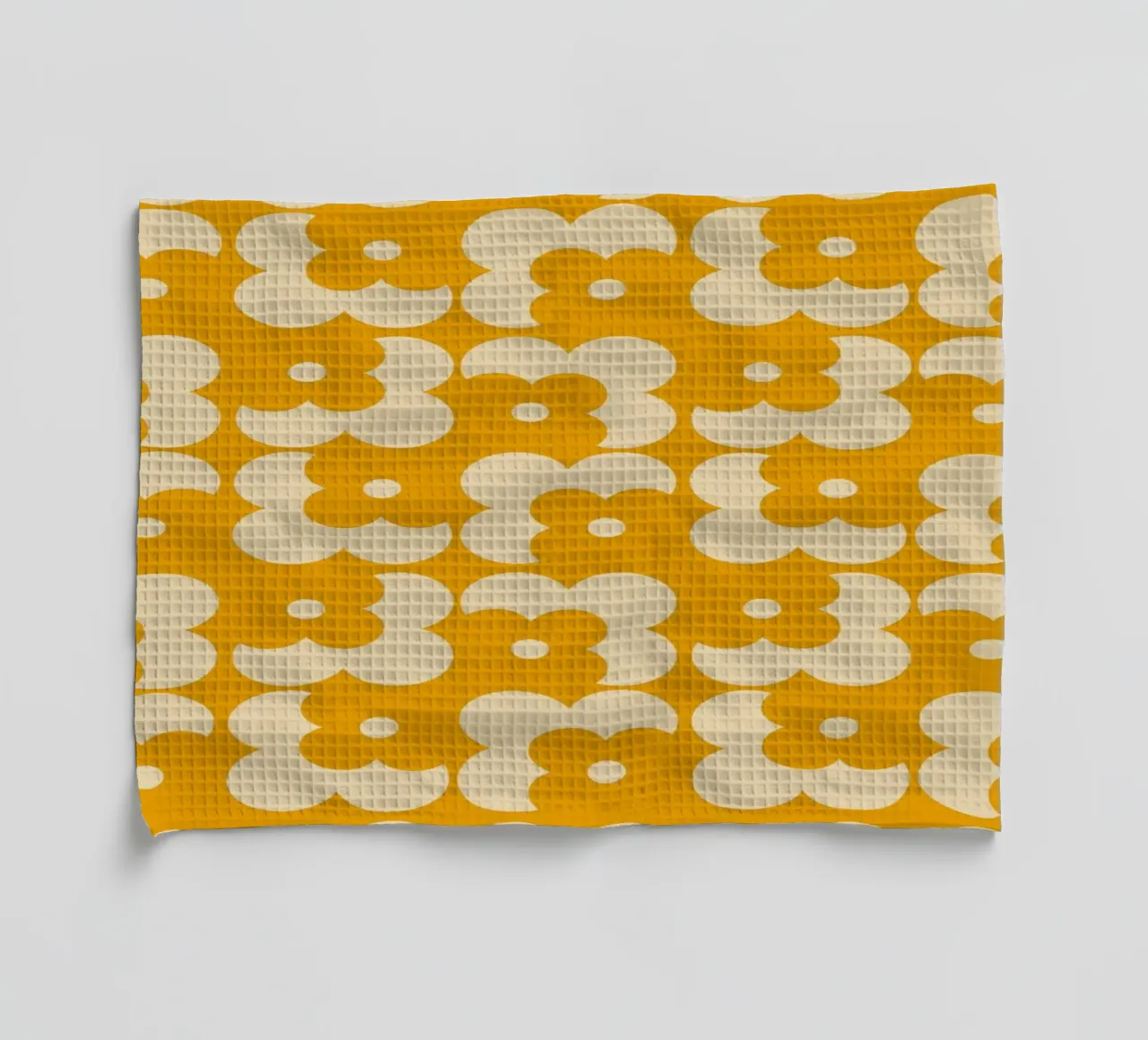 Yellow fall retro 60s floral pattern canovaccio da cucina da TijanaArtStudio88