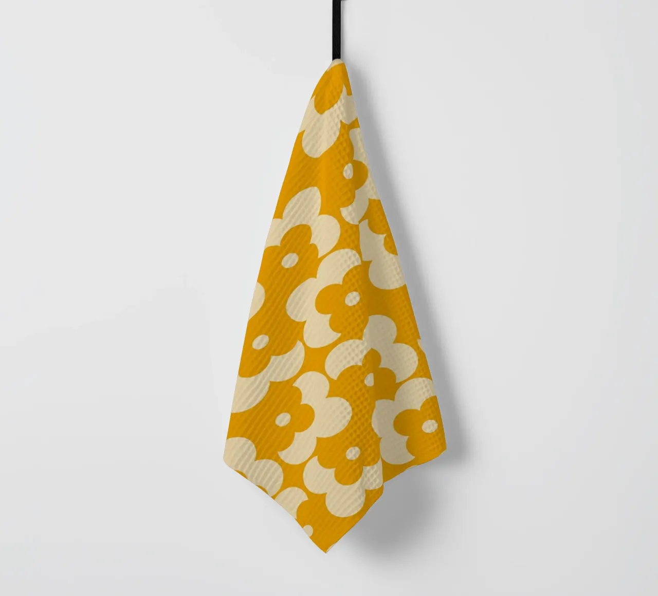 Yellow fall retro 60s floral pattern canovaccio da cucina da TijanaArtStudio88