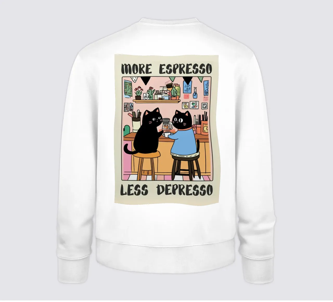 More Espresso Less Depresso – Black Cat Coffee felpa da mary shop
