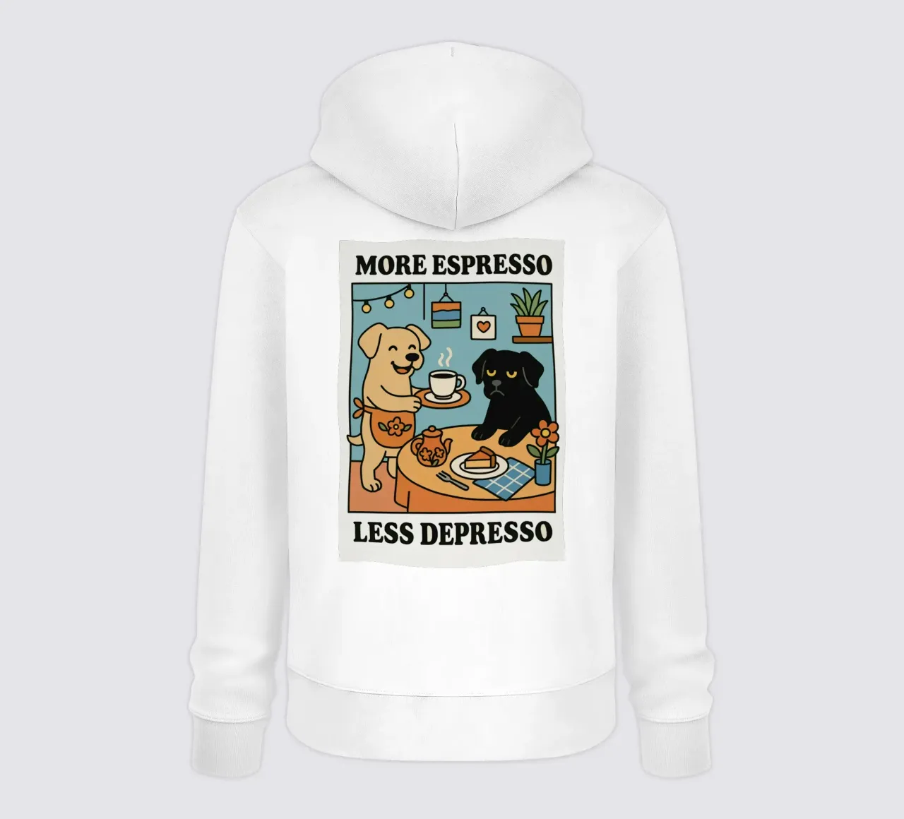 More Espresso Less Depresso Dog felpa con cappuccio da mary shop