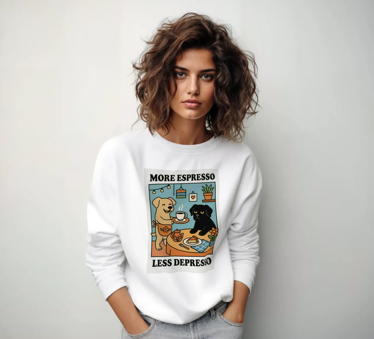 More Espresso Less Depresso Dog felpa da mary shop