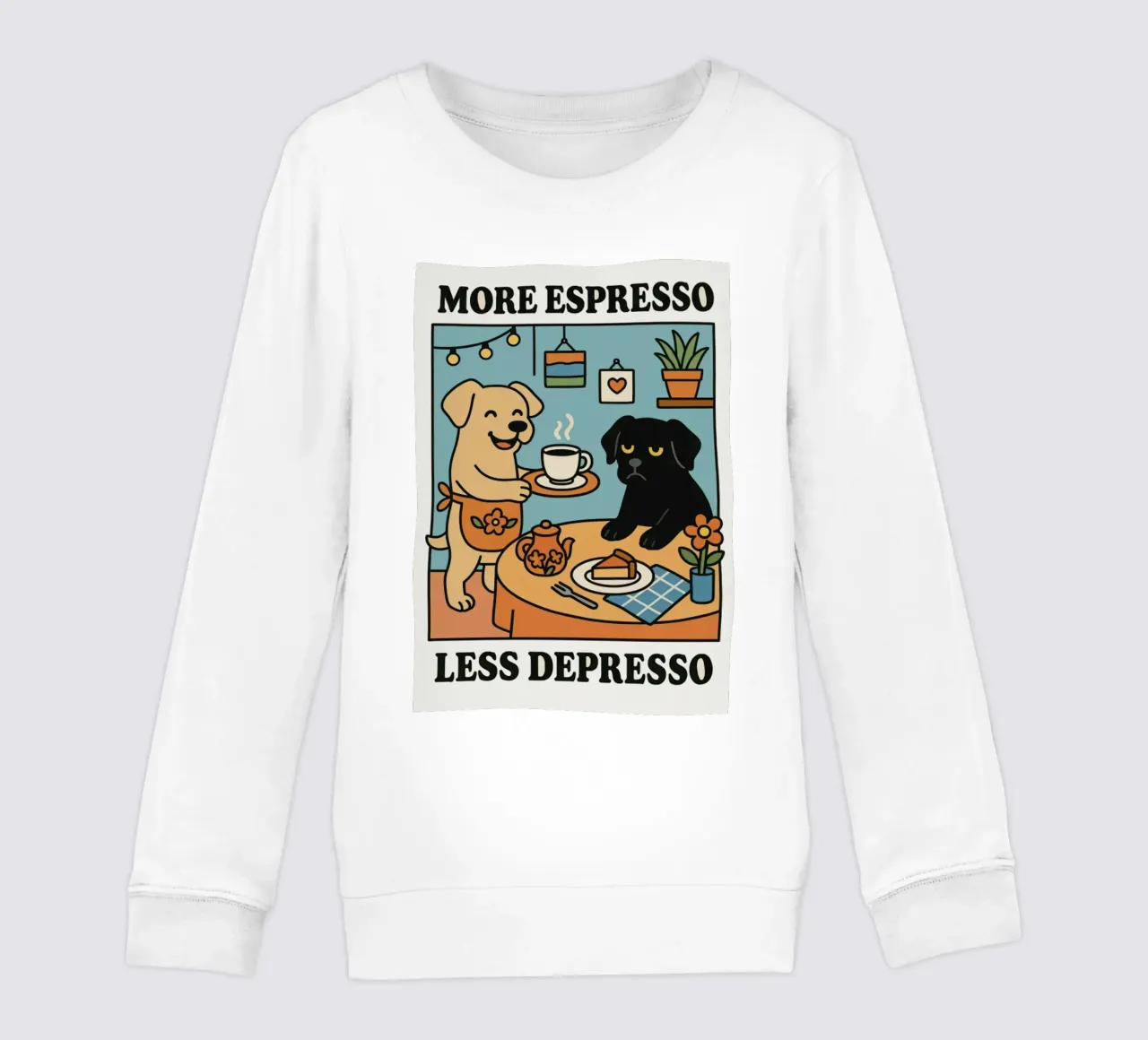 More Espresso Less Depresso Dog felpa bambino da mary shop