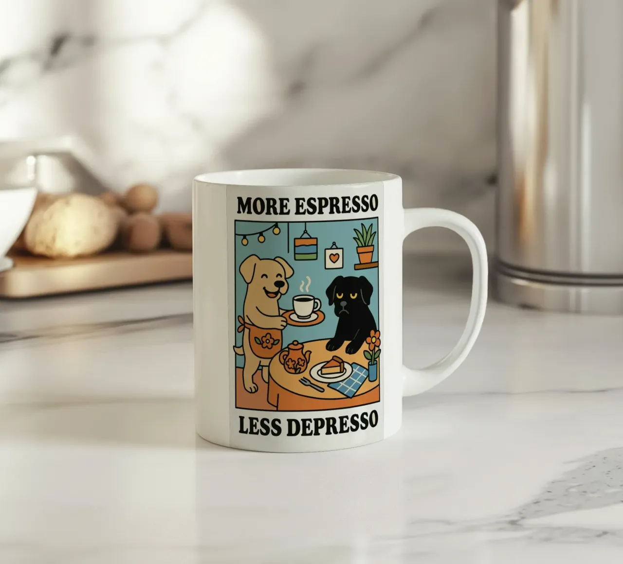 More Espresso Less Depresso Dog tazza in ceramica da mary shop