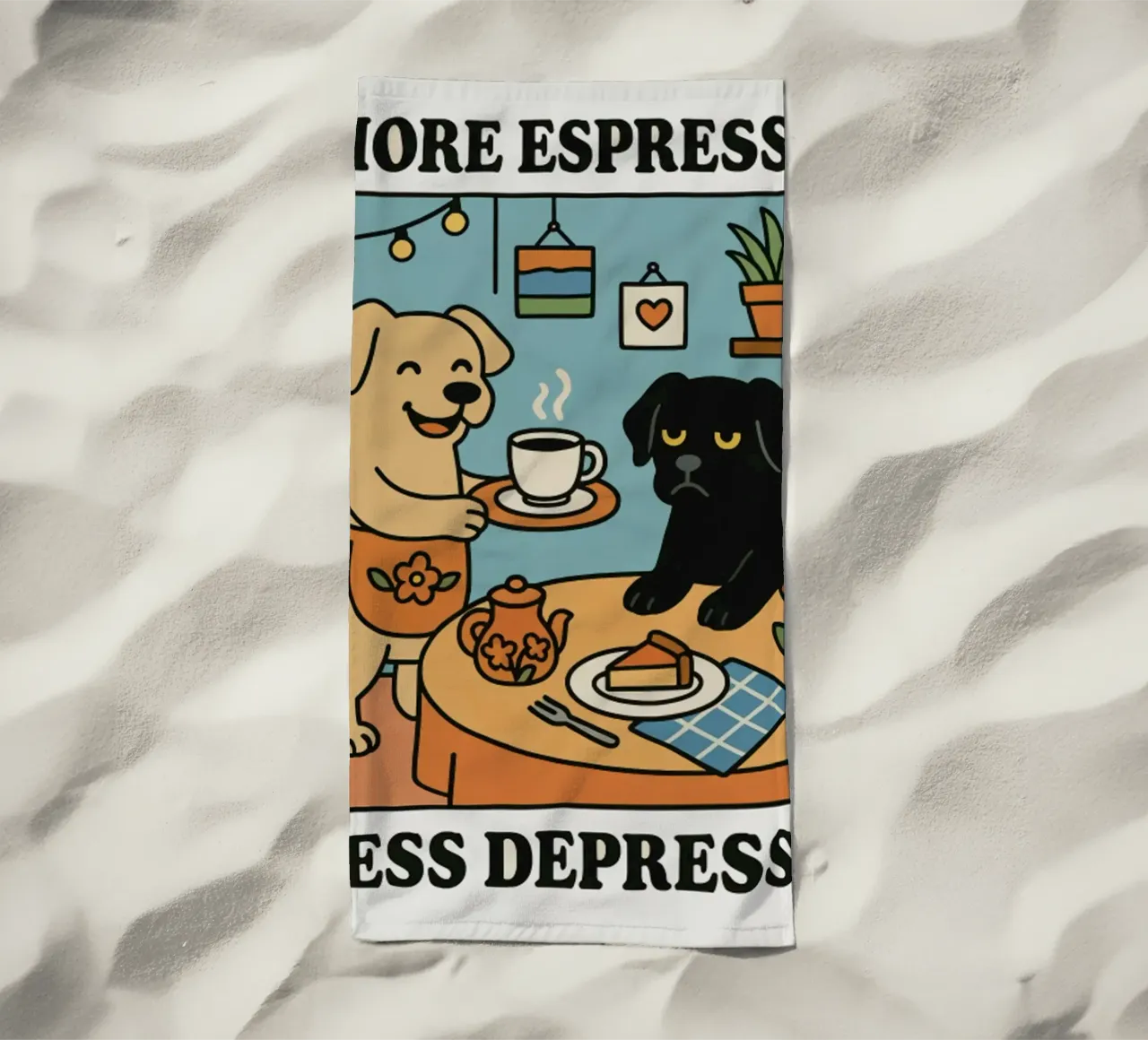 More Espresso Less Depresso Dog telo mare da mary shop