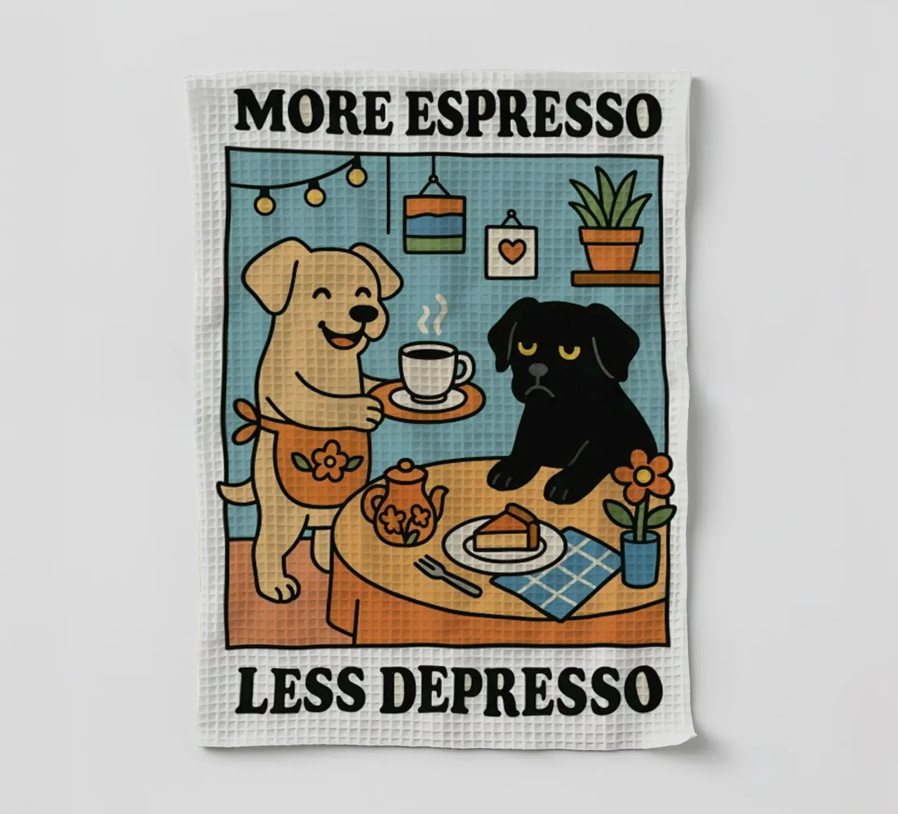 More Espresso Less Depresso Dog canovaccio da cucina da mary shop