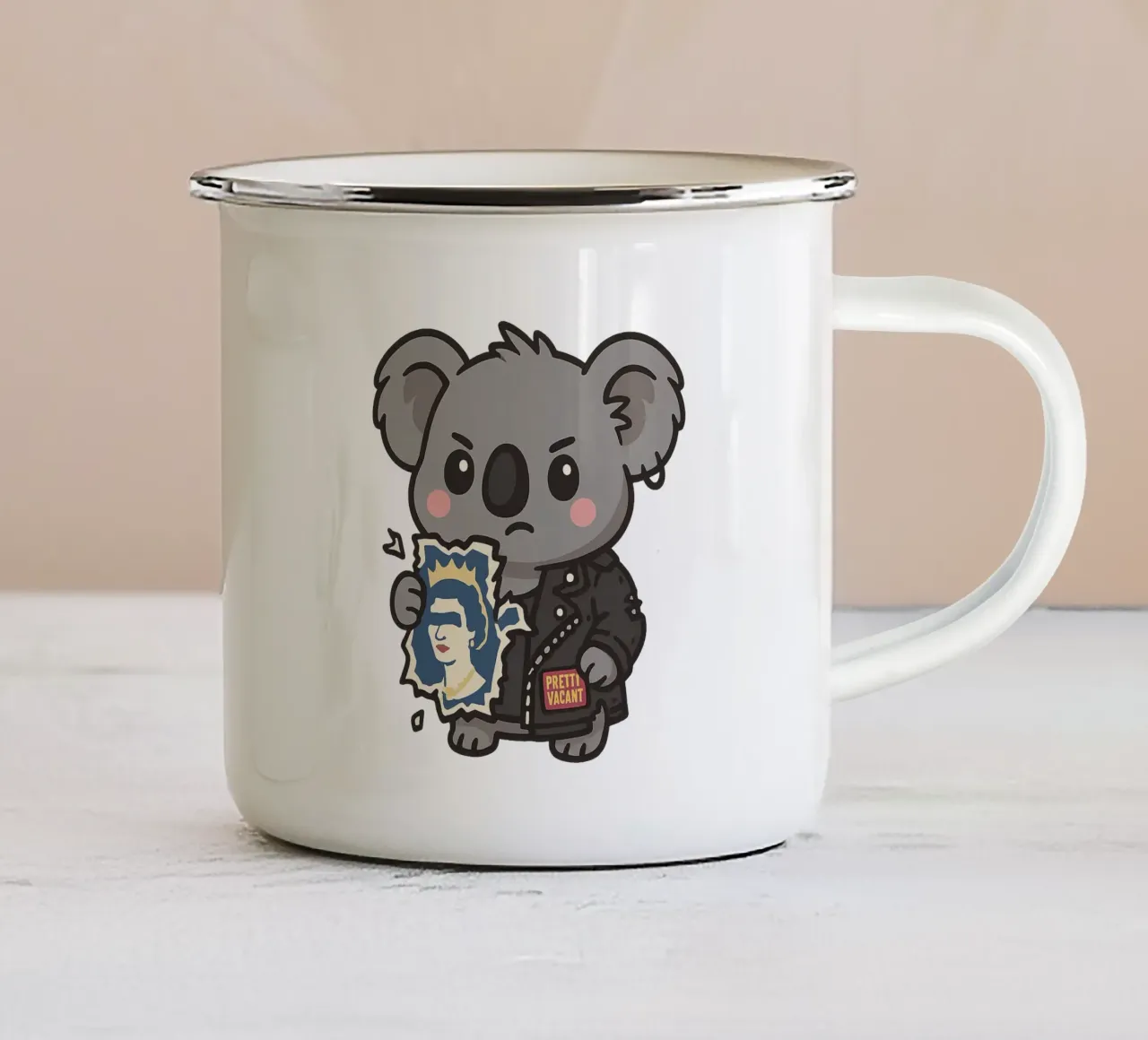 Koala Punk Rebelle - Attitudine e audacia tazza in smalto da Punk & Cute - Affiches & Stickers