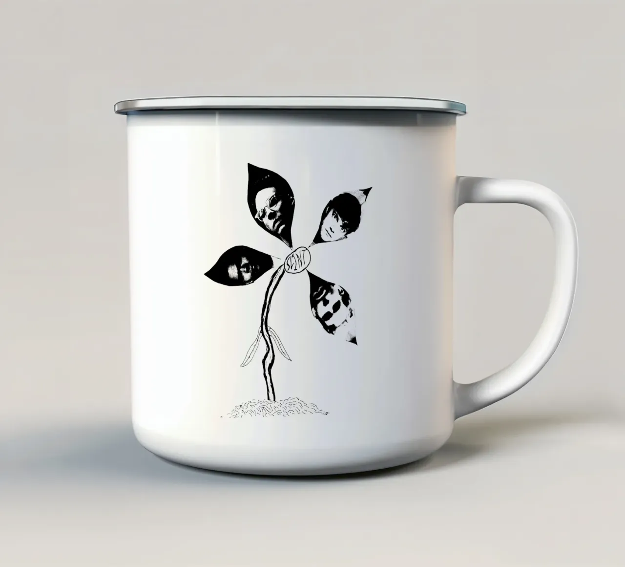 Silhouette Faccia di foglia - Slint tazza in smalto da mannys_artt