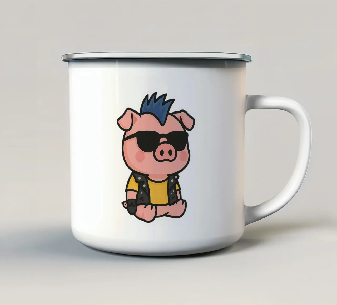 Cochon Punk Rock - Attitudine e stile Kawaii tazza in smalto da Punk & Cute - Affiches & Stickers