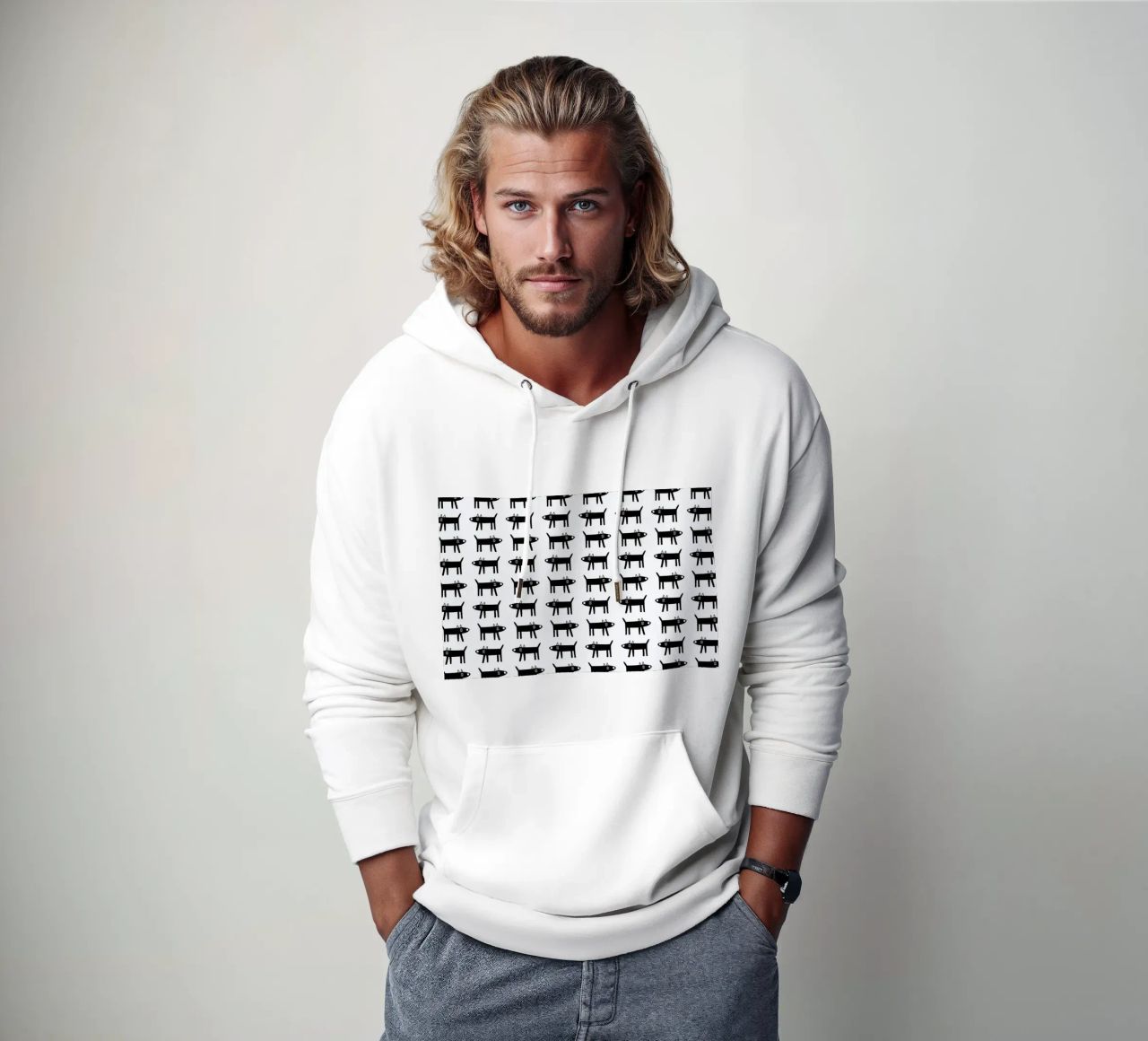 dog pattern 1 felpa con cappuccio da Studio Teer