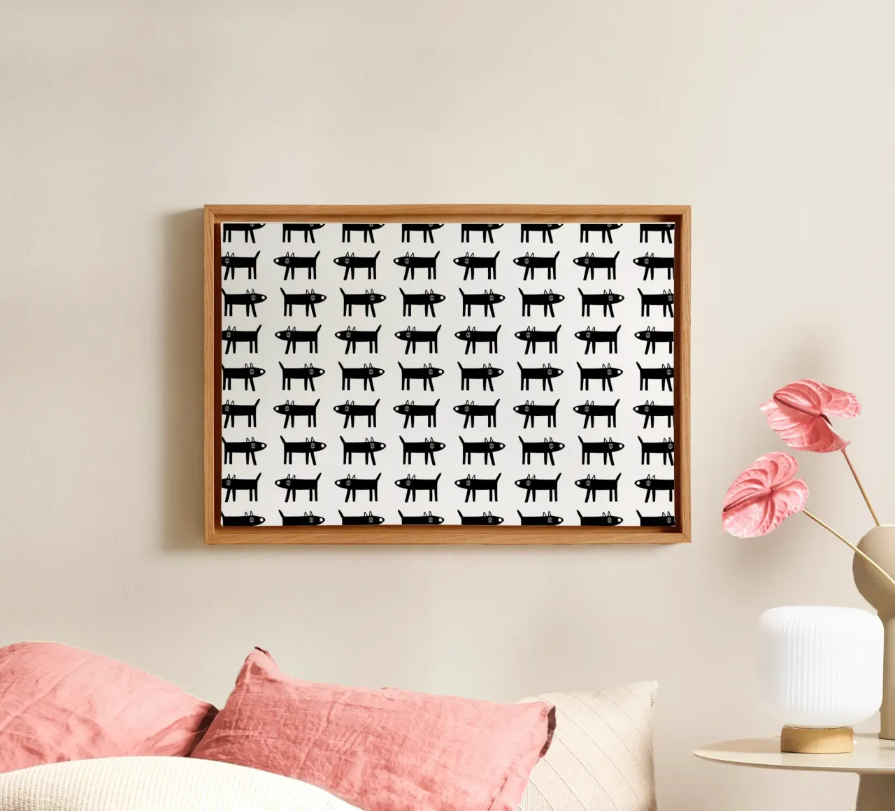 dog pattern 1 tela con Cornice a cassetta da Studio Teer