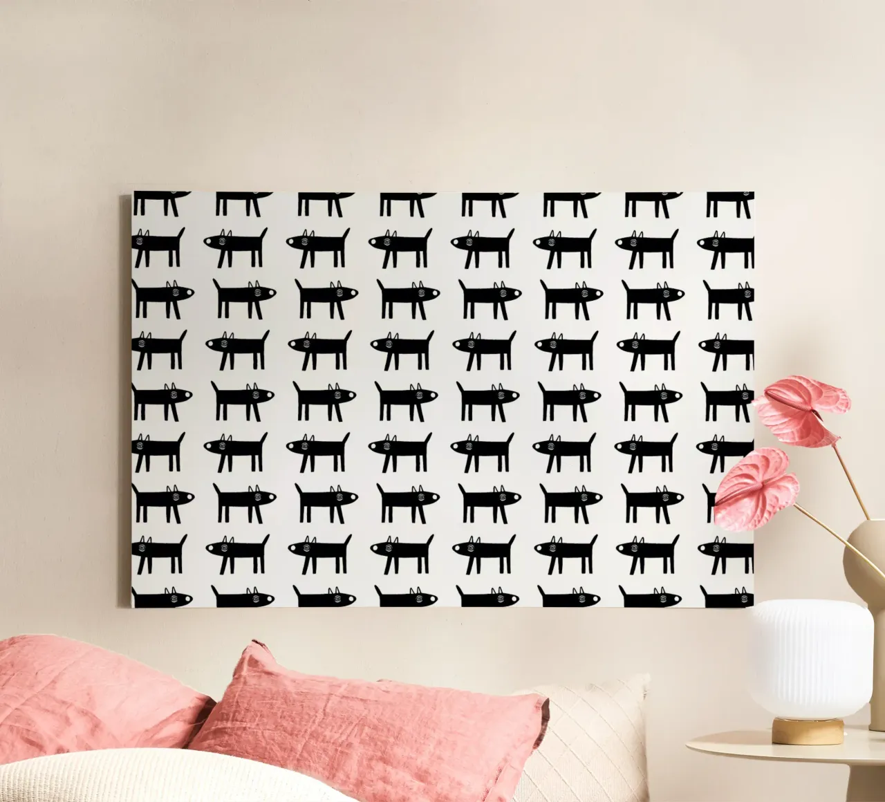 dog pattern 1 tela con Cornice a cassetta da Studio Teer