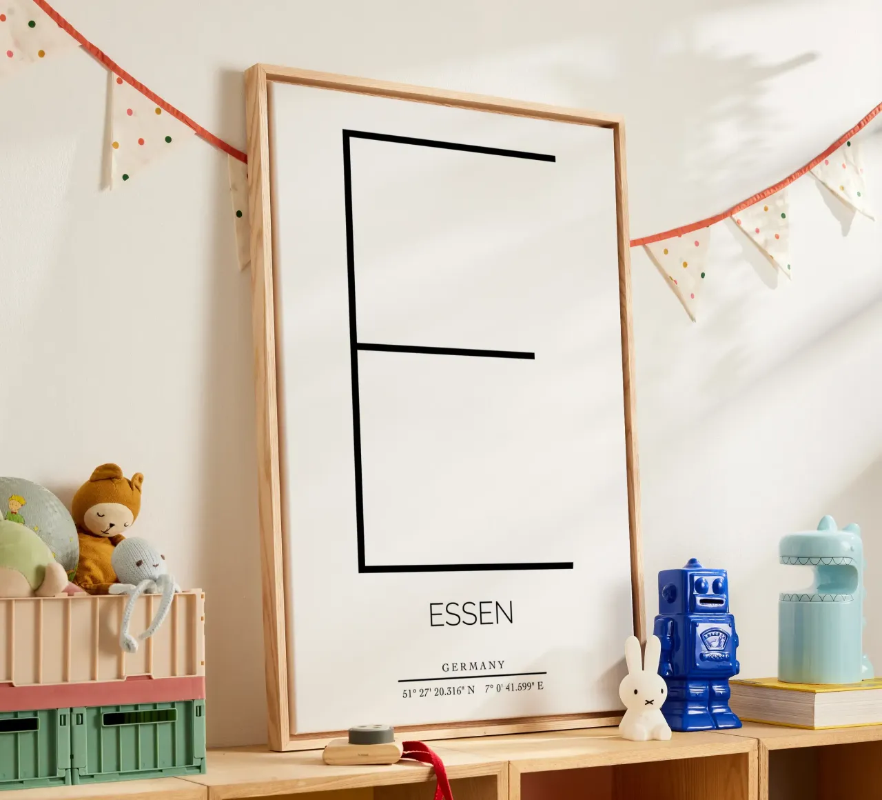 ESSEN -  white canvas met Baklijst van CityLights