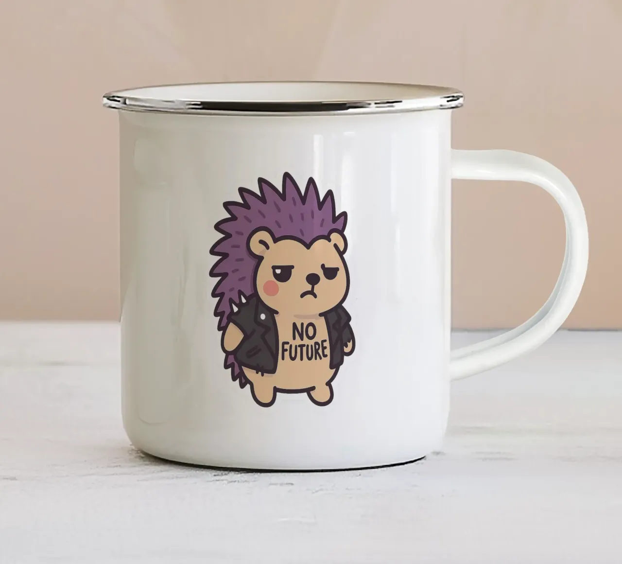 Riccio Punk "No Future" - Icona di attitudine tazza in smalto da Punk & Cute - Affiches & Stickers