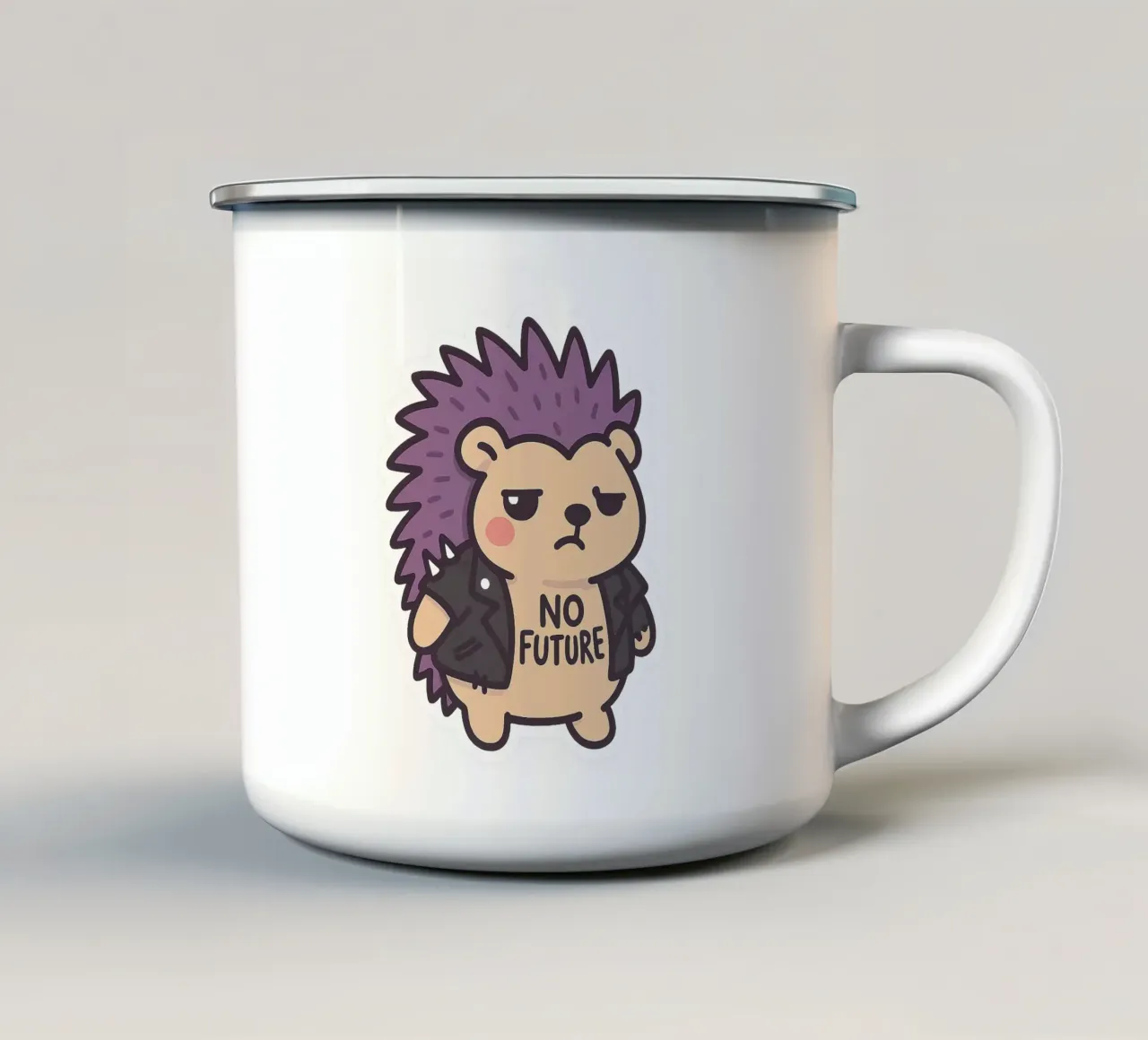 Riccio Punk "No Future" - Icona di attitudine tazza in smalto da Punk & Cute - Affiches & Stickers