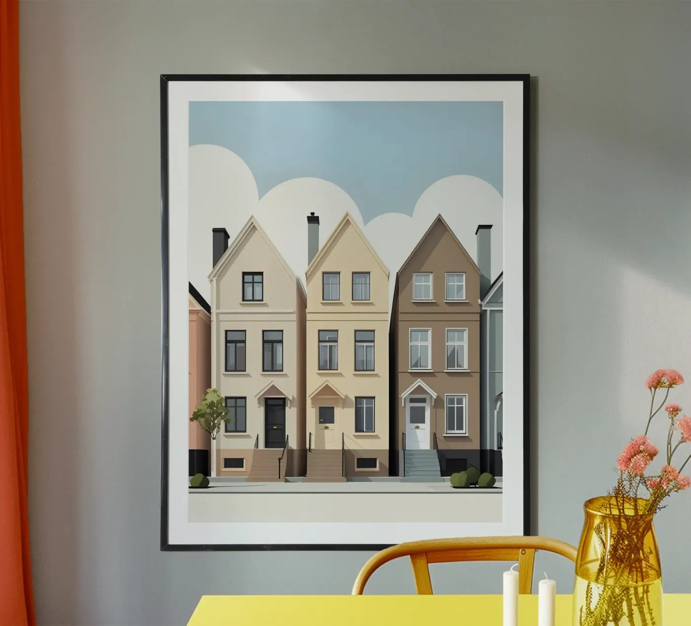 Rij van drie huizen poster van LIFESTYLE OBJECTS
