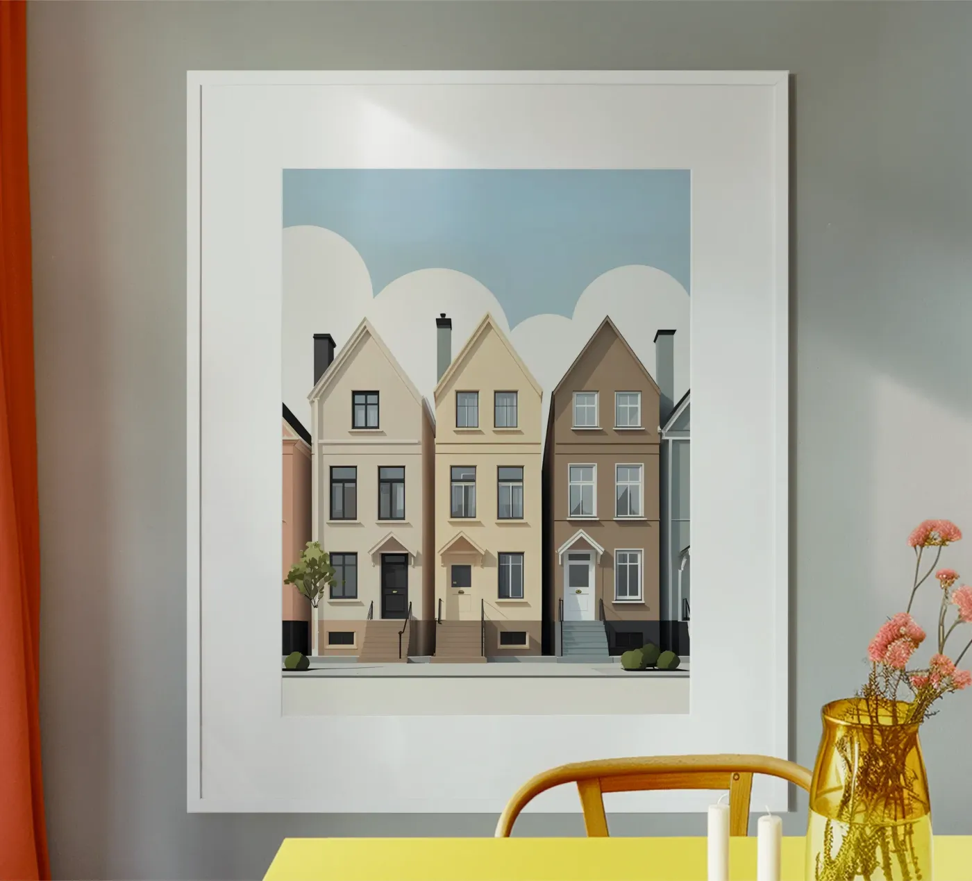 Rij van drie huizen poster van LIFESTYLE OBJECTS