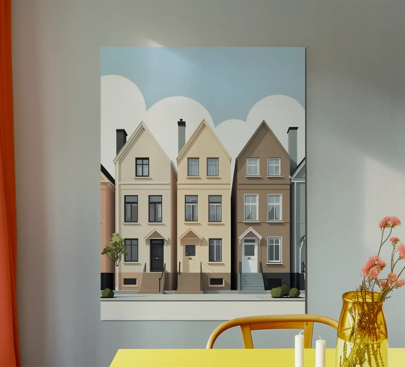 Rij van drie huizen poster van LIFESTYLE OBJECTS