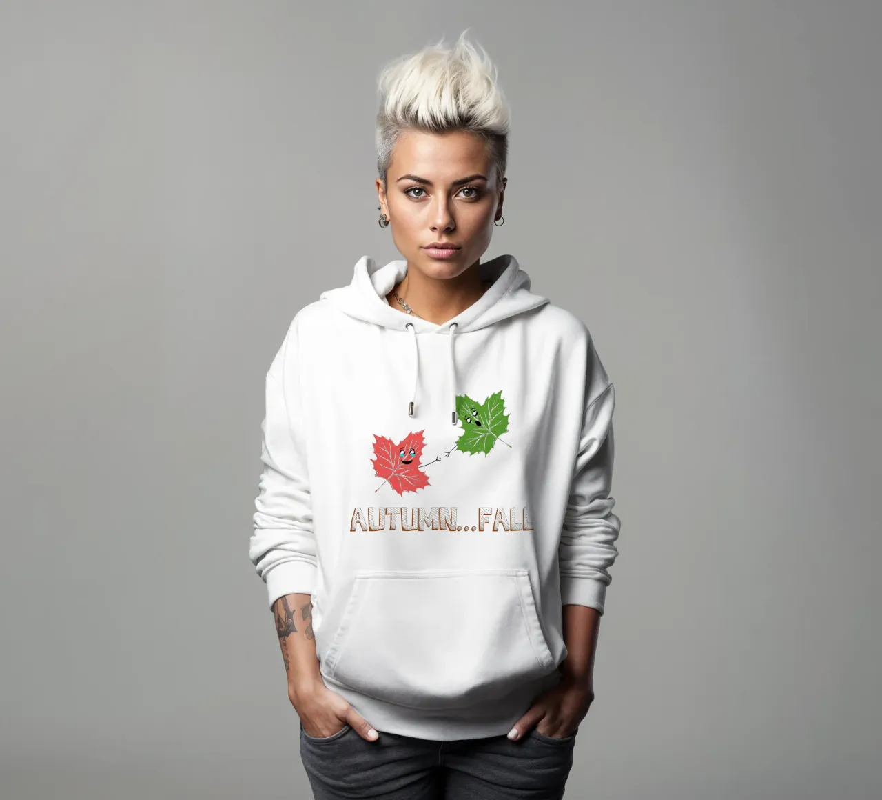Carino Kawaii Maple Leafs Autunno Autunno Cartone Animato Divertente felpa con cappuccio da sillyindustries