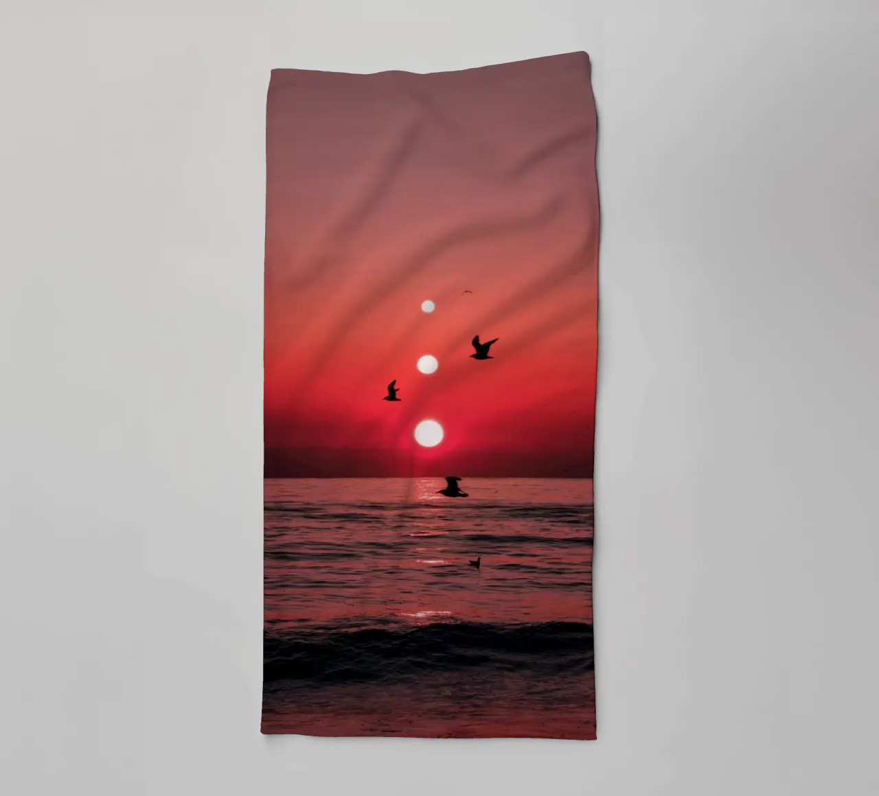 Three Sunsets And Birds towel by arizrab