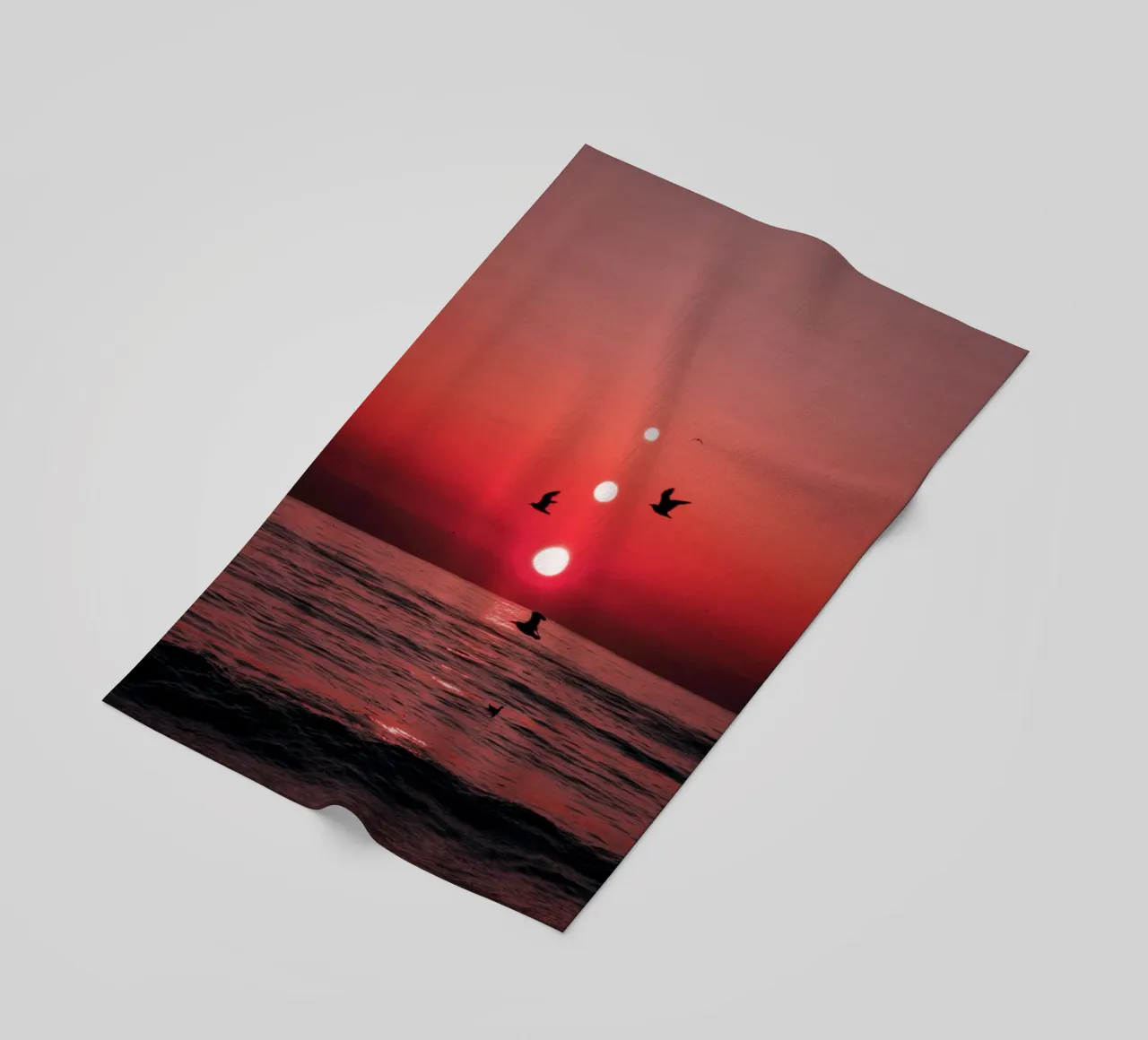 Tre tramonti e uccelli telo mare da arizrab