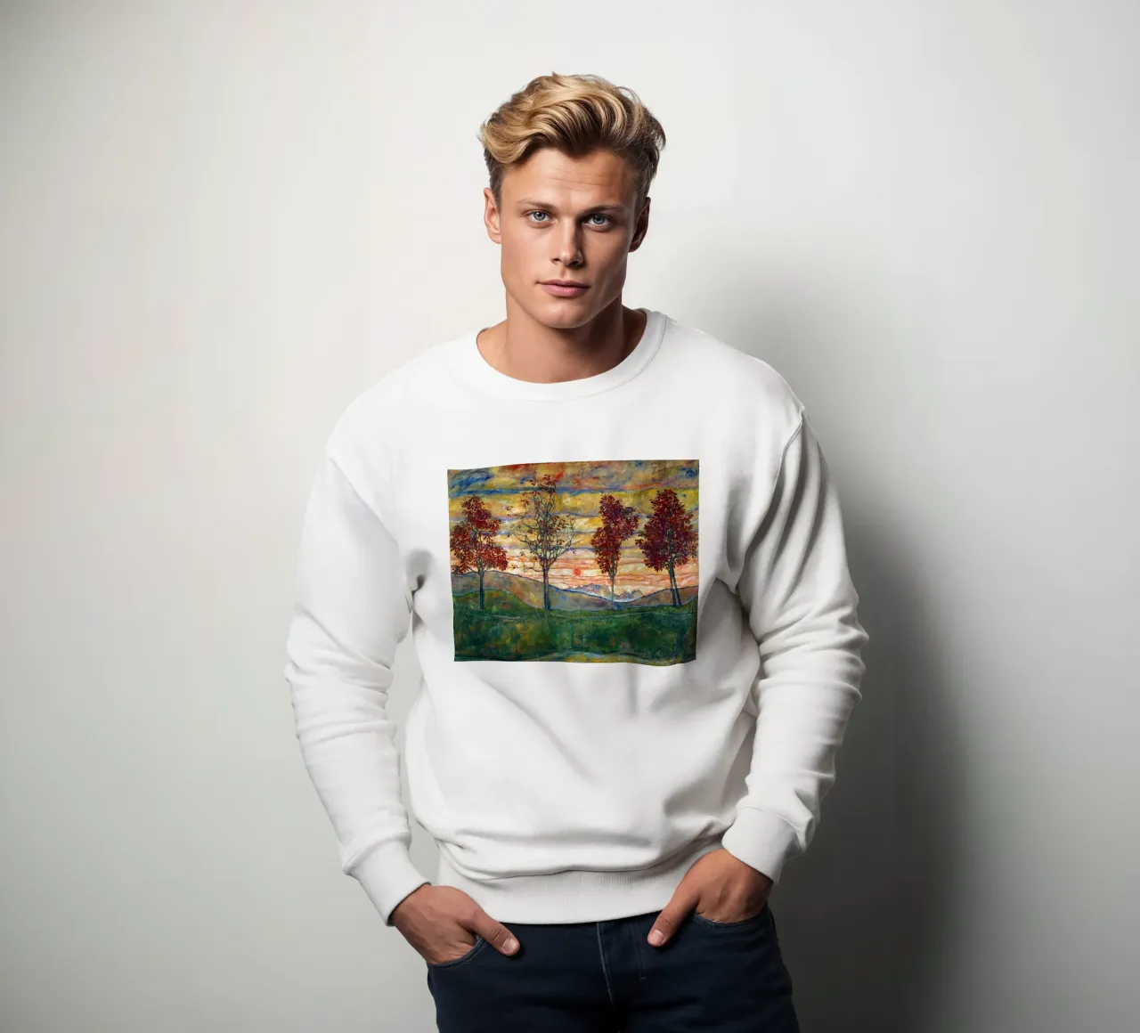 Four trees - Egon Schiele felpa da apoloprints