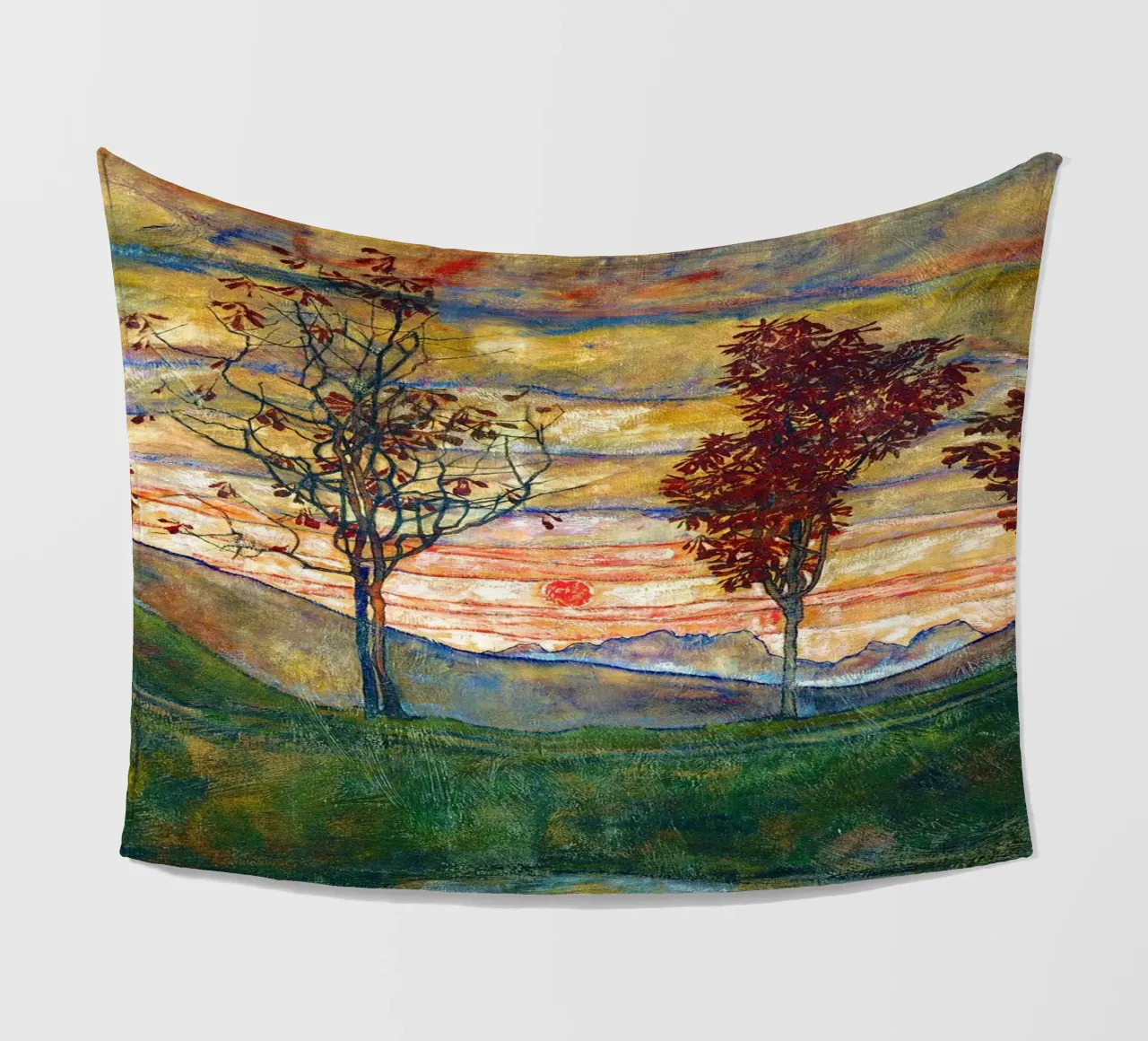 Four trees - Egon Schiele coperta in pile da apoloprints