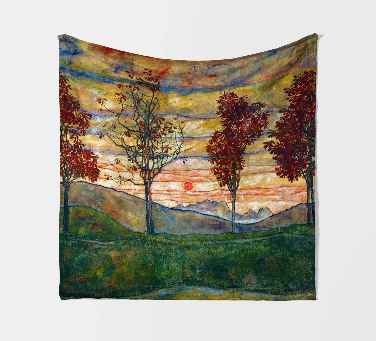Four trees - Egon Schiele coperta in pile da apoloprints