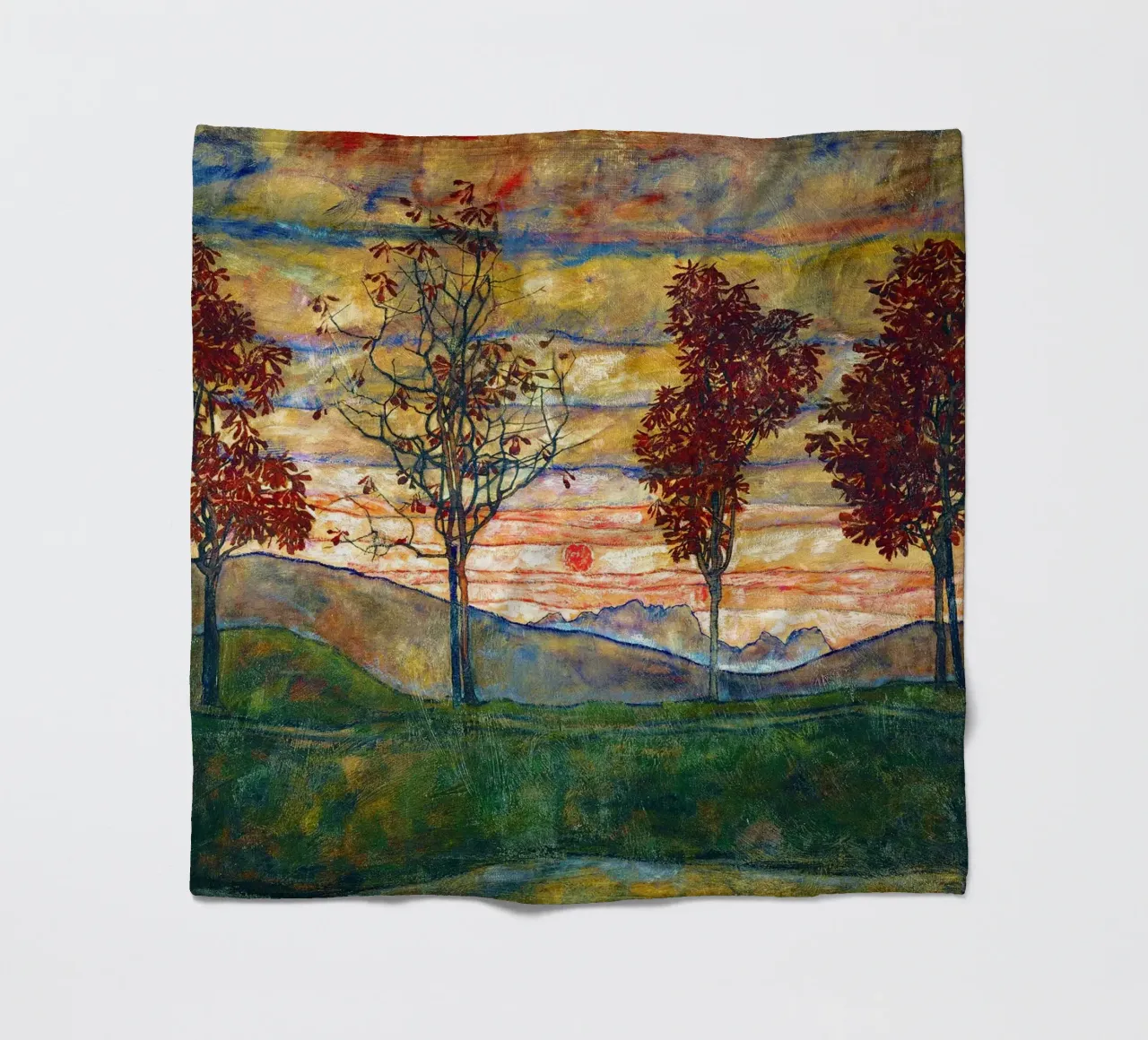 Four trees - Egon Schiele coperta in pile da apoloprints