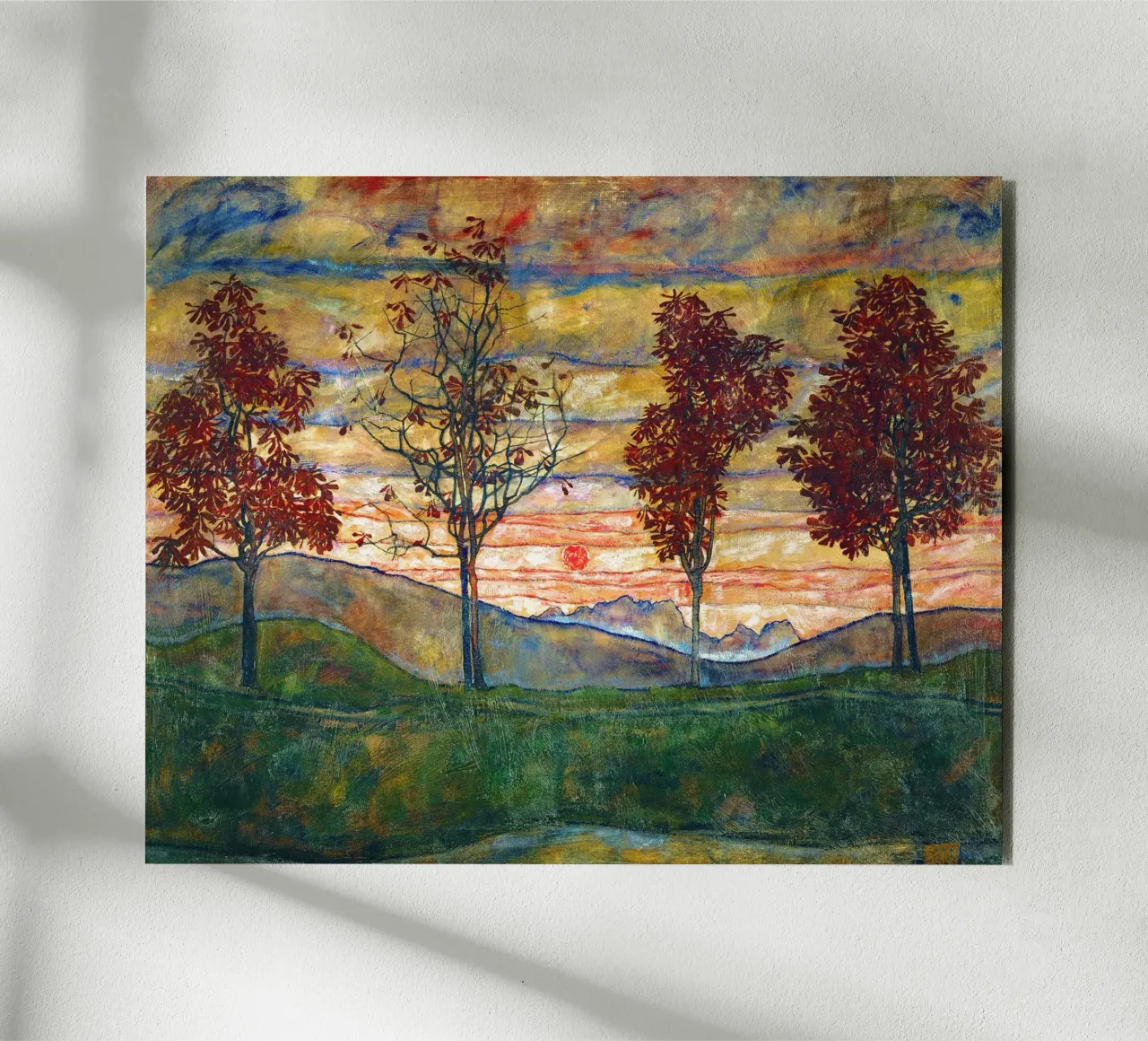 Four trees - Egon Schiele alluminio dibond da apoloprints