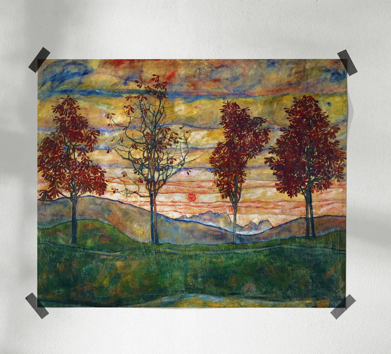 Four trees - Egon Schiele carta hahnemühle da apoloprints