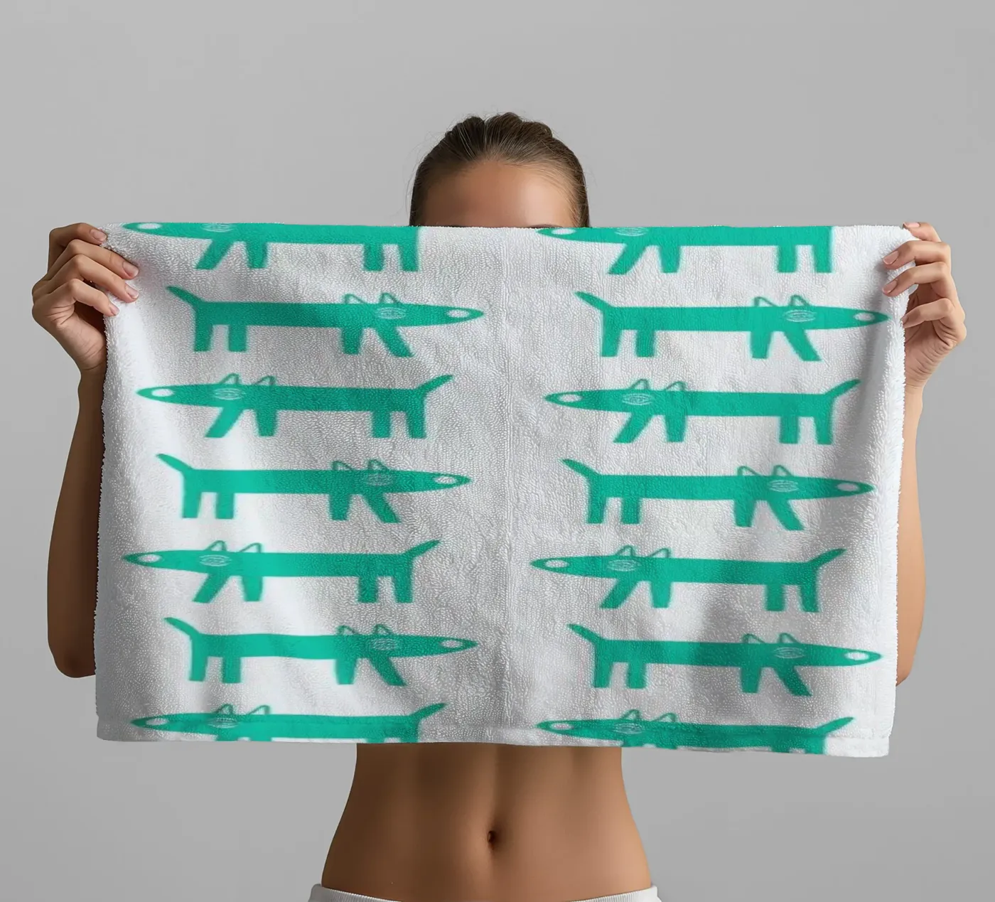 dog pattern 3 badhanddoek van Studio Teer