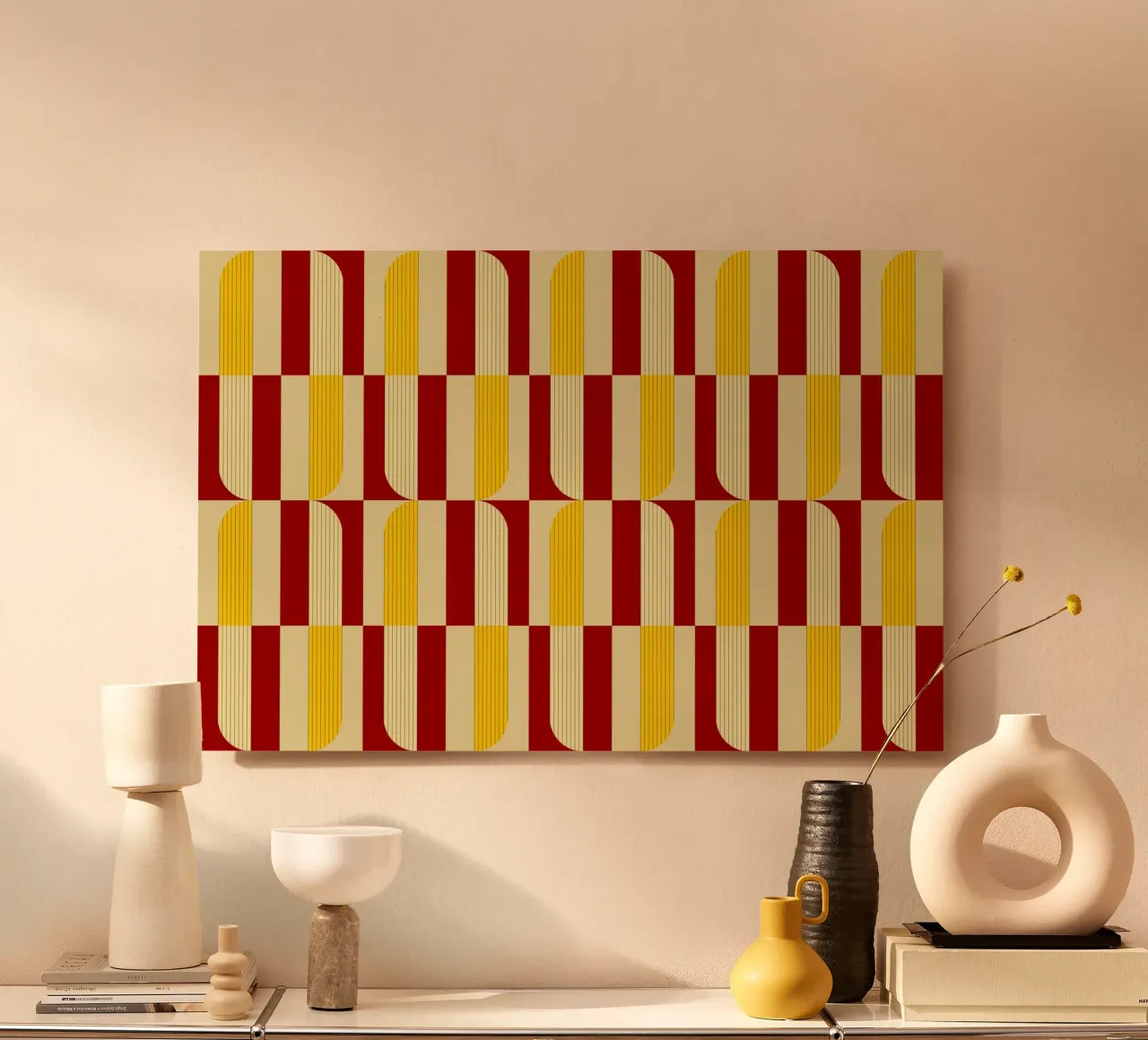 Marigold and Maple - Abstract Geometric Pattern alu-dibond by KHouse Studio