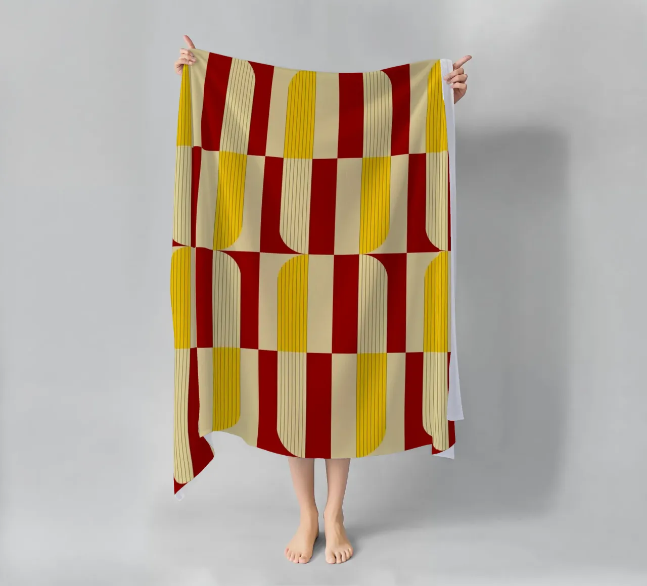 Marigold and Maple - Abstract Geometric Pattern beach towel by KHouse Studio
