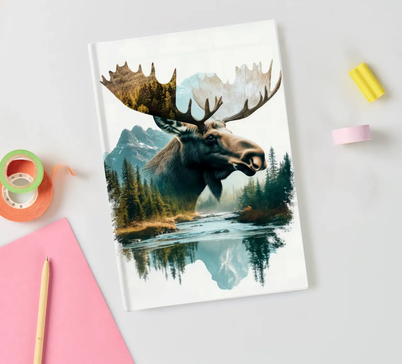 Moose in Forest Landscape notebook by Barbara Wright