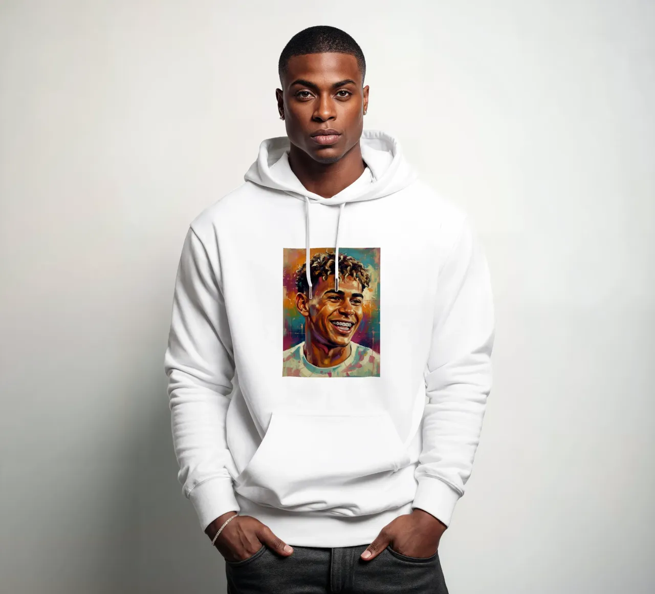 Lamine Yamal sorriso felpa con cappuccio da Lembayung art