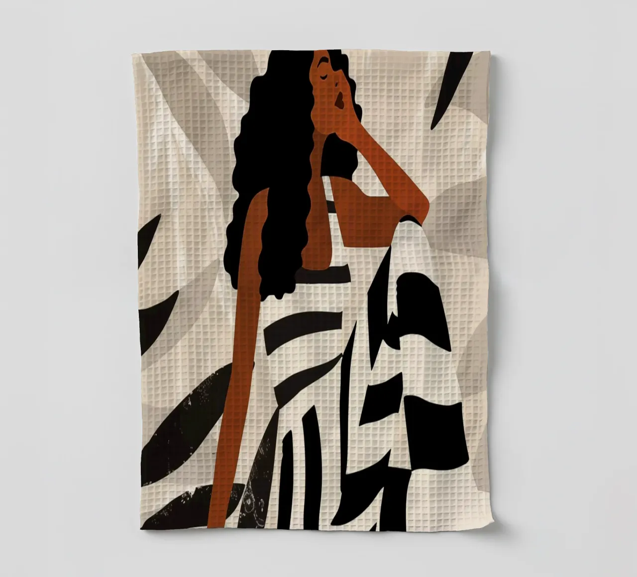 Boho zebra vrouw | stijl ontmoet sereniteit theedoek van Autofocus
