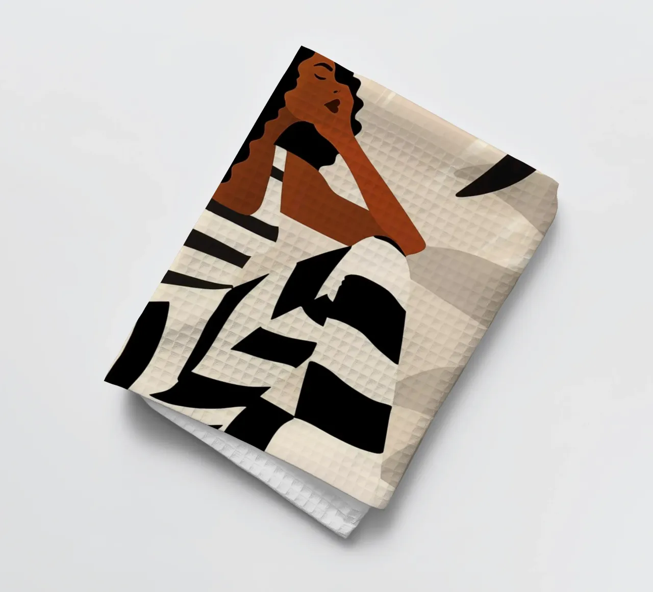 Boho zebra vrouw | stijl ontmoet sereniteit theedoek van Autofocus
