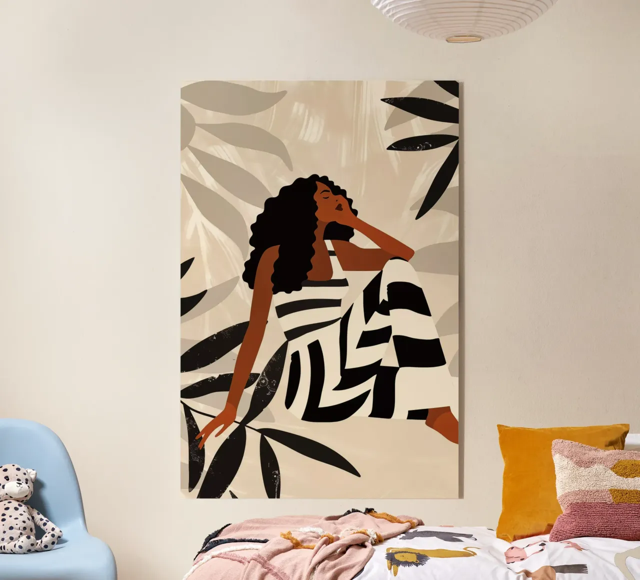 Boho zebra vrouw | stijl ontmoet sereniteit acryl van Autofocus