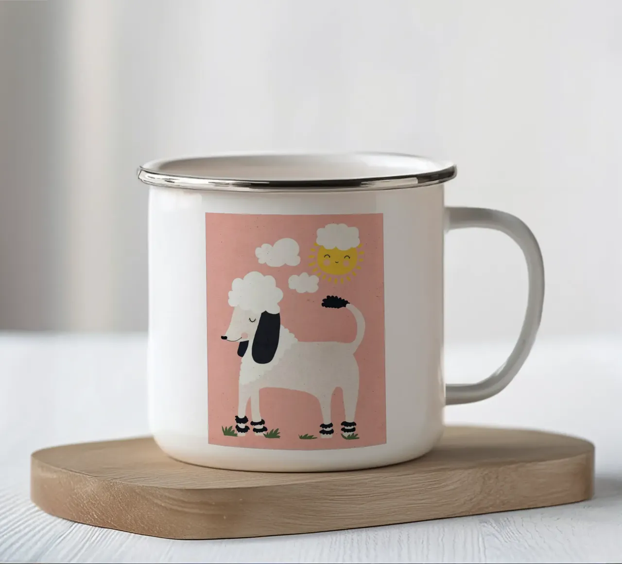 Barboncino felice tazza in smalto da Charlotte Gagnon